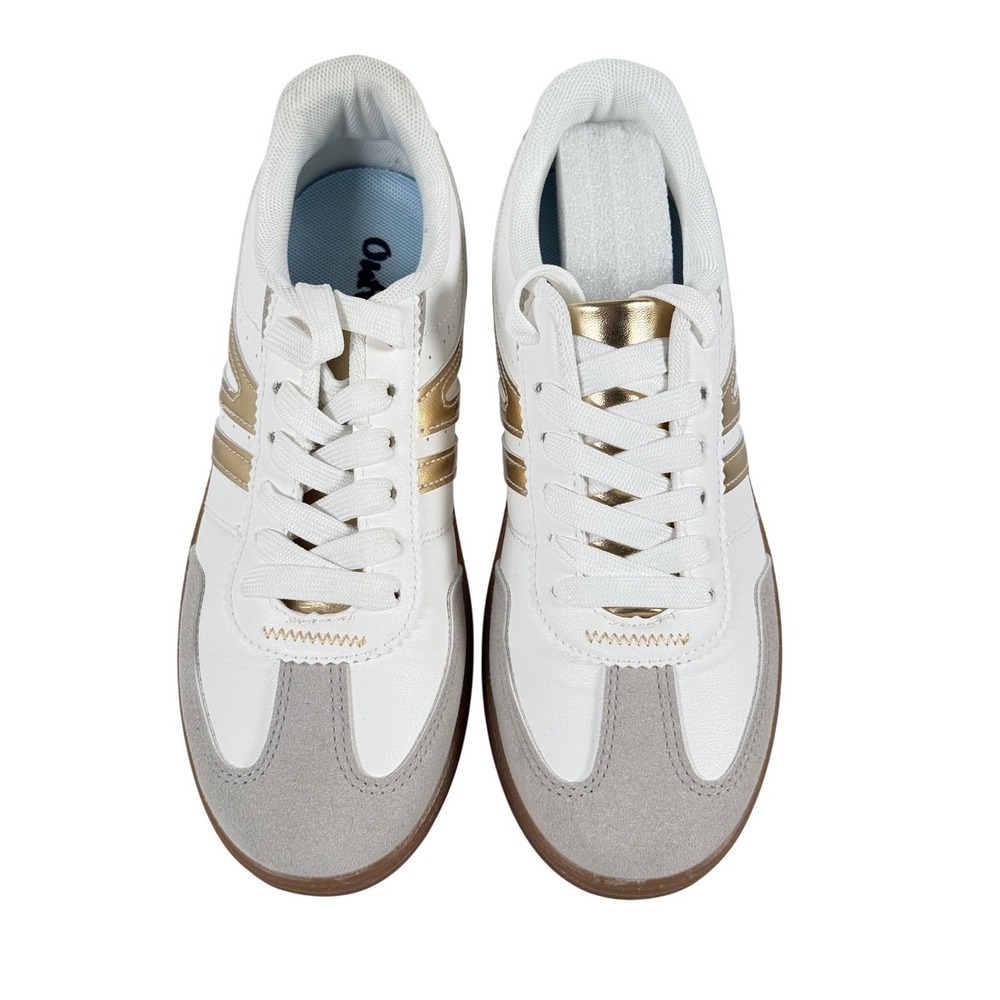 Outwoods Giana-2 Womens Sneakers White Gold Combo Grey Suede Gum Sole Size 6